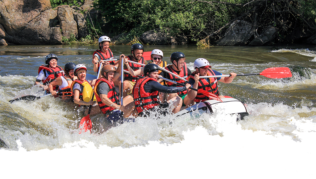 People enjoying white water rafting